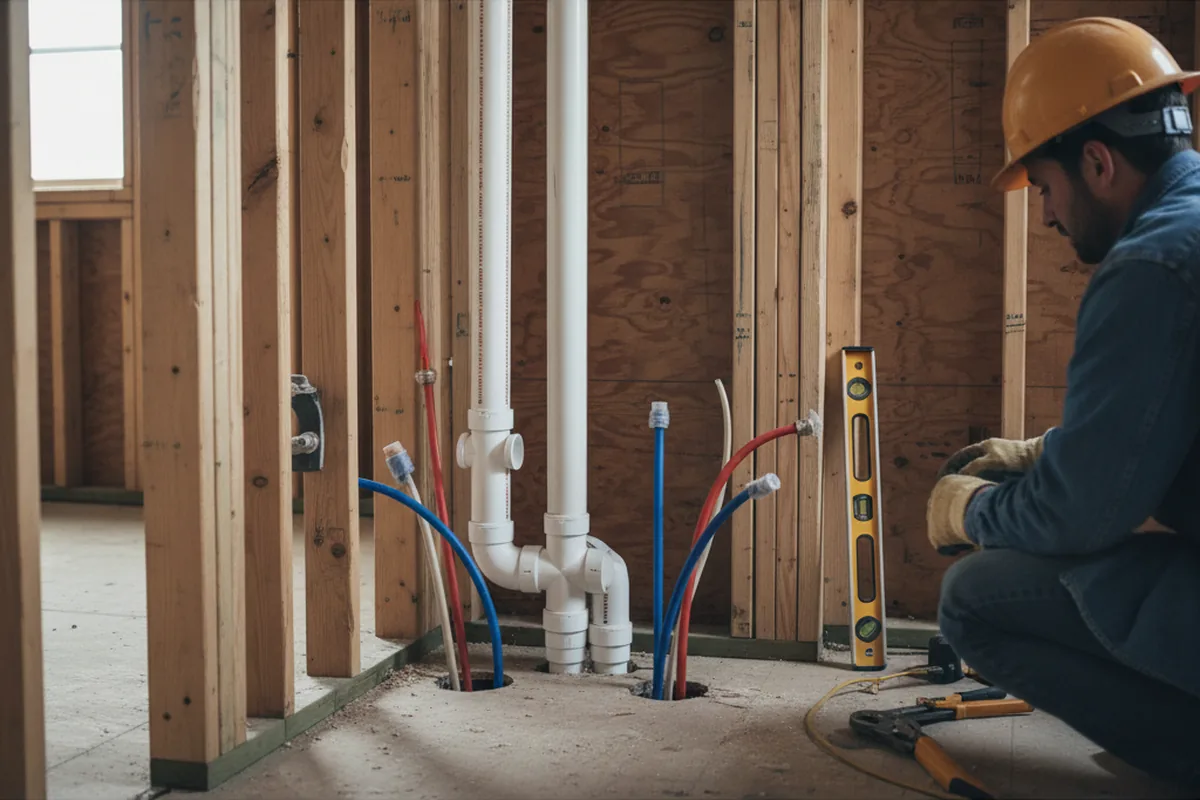 Drain and supply rough-in during Drain Cleaning in Orangeville